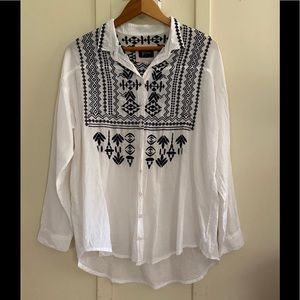 New Johnny was biya embroidered white blouse Small
